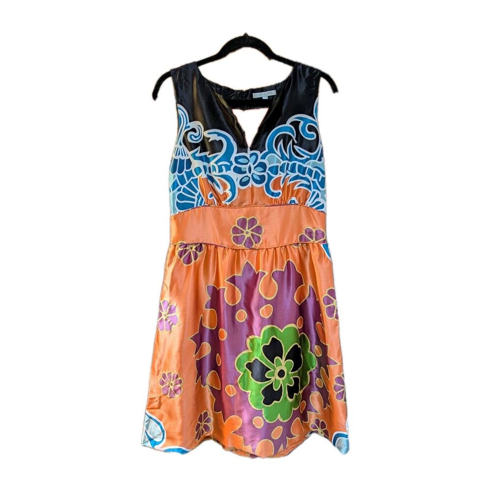 Fiori Di Zucca Womens 10 100% Silk Dress Floral Easter